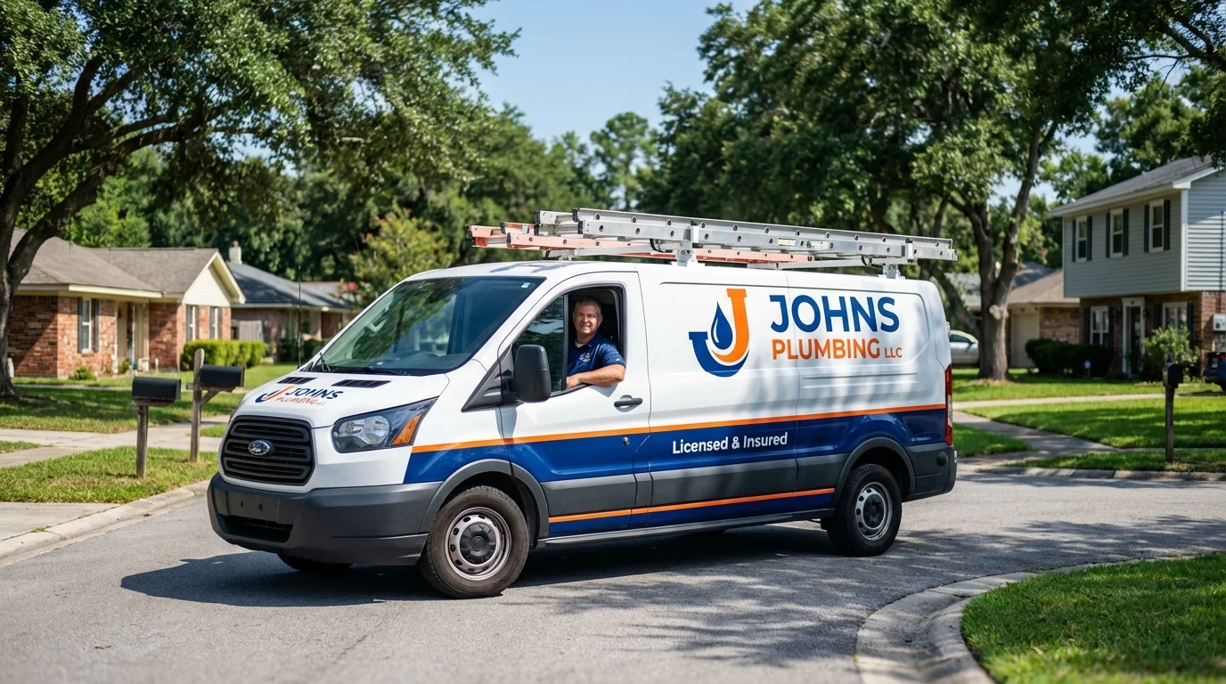 Johns Plumbing LLC service van in Newburgh, IN