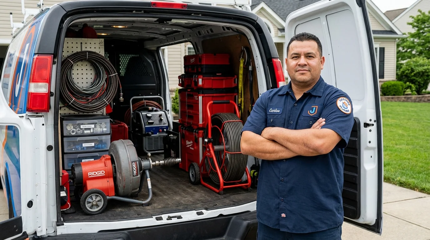 Professional drain cleaning equipment and Johns Plumbing LLC plumber in Newburgh
