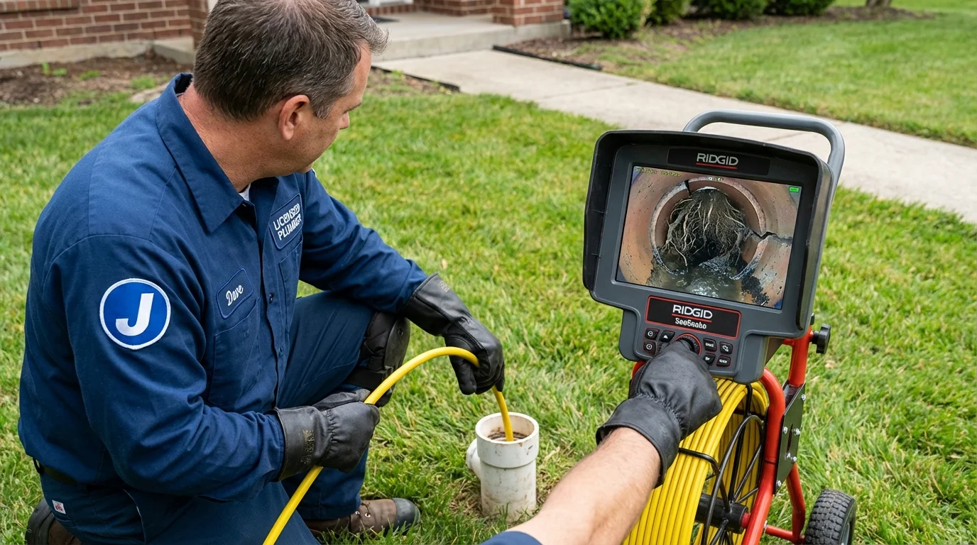 Sewer camera inspection being performed by Johns Plumbing LLC in Newburgh